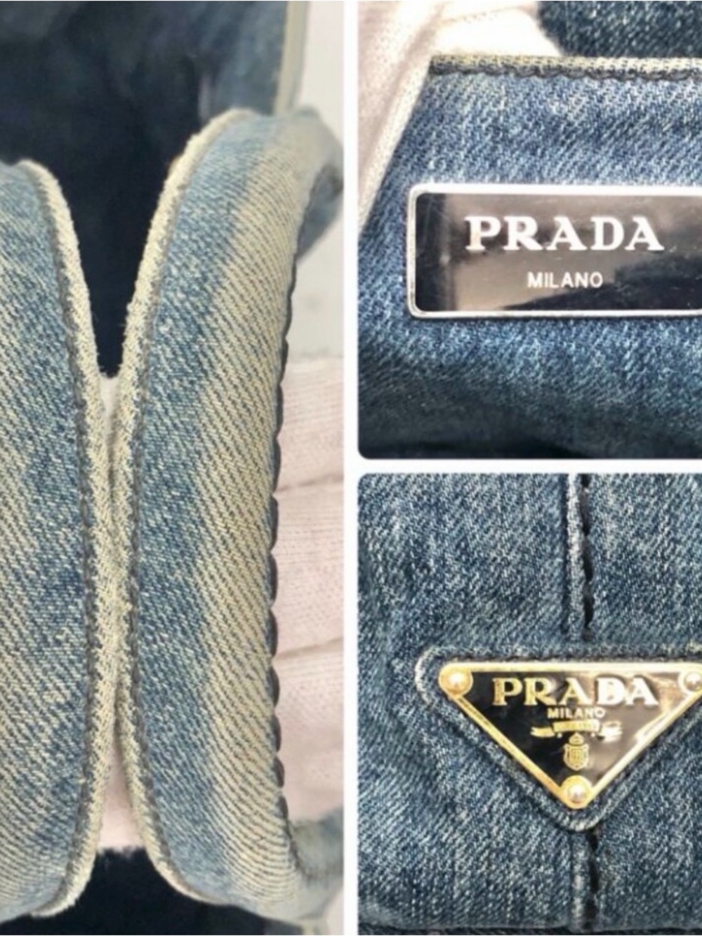 Prada Canapa Tote Vintage Denim Blue - Picture 12 of 15